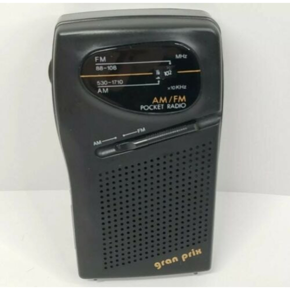 Vintage Gran Prix A2092 AM/FM Pocket Radio  Portable Black TESTED WORKING - Picture 1 of 3